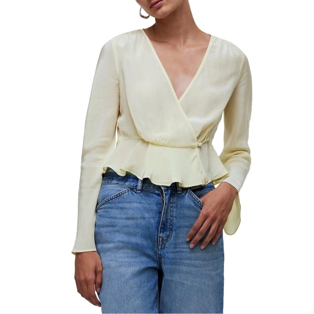 NEW Madewell Bell Sleeve Wrap Top Candlelight Yellow